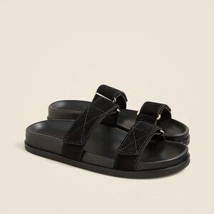 J Crew New Colbie wide-strap sandals in suede and leather, Size 7, NIB, Black